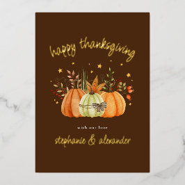 Carte De Vœux En Aluminium Bon thanksgiving d'automne citrouille Brown