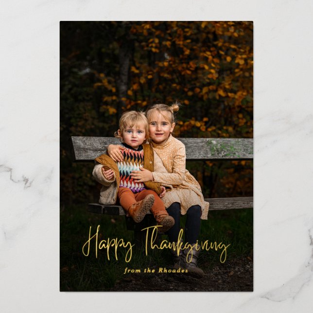 Carte De Vœux En Aluminium Bon thanksgiving de script moderne photo (Recto)