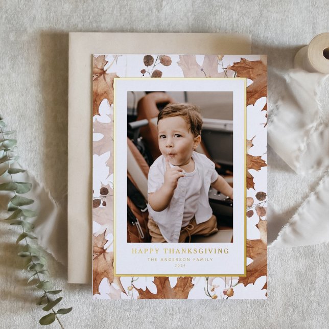 Carte De Vœux En Aluminium Bon thanksgiving Feuille d'automne (Créateur téléchargé)