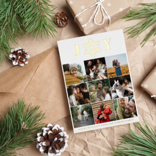 Carte De Vœux En Aluminium Bonheur Flocon de Neige 9 Photos Joyeuses Fêtes Or
