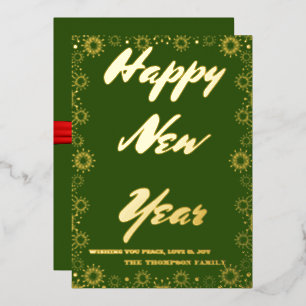 Carte De Vœux En Aluminium Bonne année 2024 Retro Green Ribbon