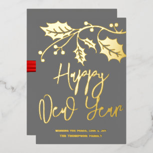 Carte De Vœux En Aluminium Bonne année 2024, ruban rouge
