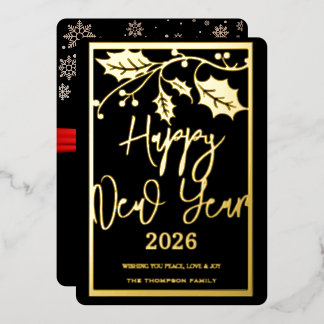 Carte De Vœux En Aluminium Bonne année 2026, ruban rouge