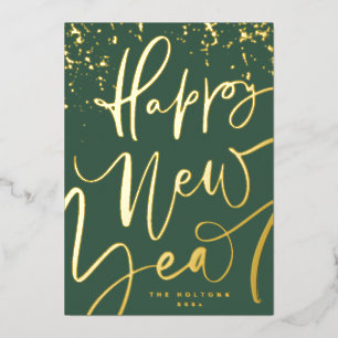 CARTE DE VŒUX EN ALUMINIUM BONNE ANNÉE 2027 EN OR MANUSCRIT