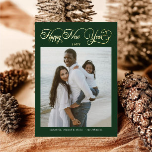 Carte De Vœux En Aluminium Bonne année Collage photo de famille vert 4