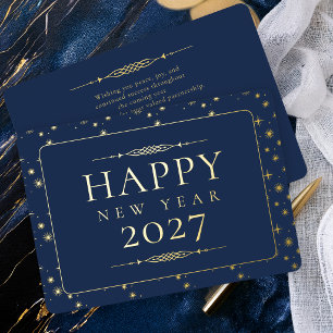 Carte De Vœux En Aluminium Bonne année élégante Navy Entreprise