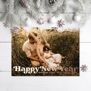 Carte De Vœux En Aluminium Bonne année rétro