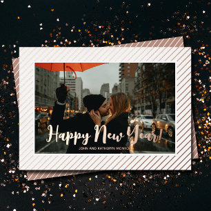 Carte De Vœux En Aluminium Bonne année Rose Gold Pinstripe