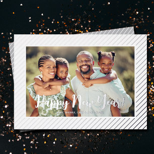 Carte De Vœux En Aluminium Bonne année Silver Pinstripe