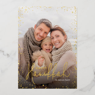 Carte De Vœux En Aluminium Bonne Hanoukka Revêtement photo Gold Glitz