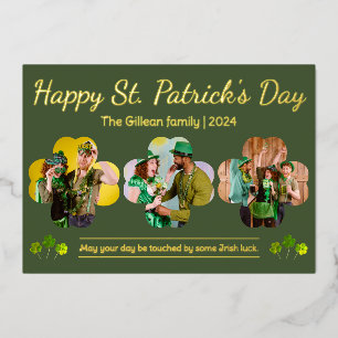 Carte De Vœux En Aluminium Bonne photo de la famille Shamrock Jour de la Sain