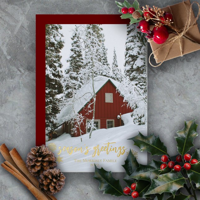 Carte De Vœux En Aluminium Bonnes Fêtes élégantes Snowflakes Photo (Créateur téléchargé)