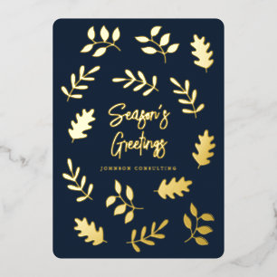 Carte De Vœux En Aluminium Bonnes Fêtes Moderne Simple Foliage Botanique