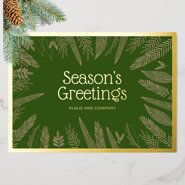 Carte De Vœux En Aluminium Bonnes Fêtes Verdure Noël d'entreprise (Créateur téléchargé)