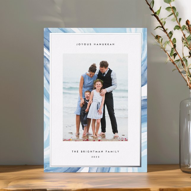 Carte De Vœux En Aluminium Bordure d'agneau glacé | Hanoukka Photo Silver (Créateur téléchargé)