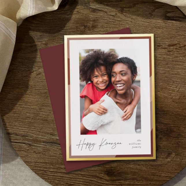 Carte De Vœux En Aluminium Bordure dorée | Photo verticale Kwanzaa (Créateur téléchargé)