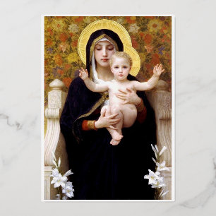 Carte De Vœux En Aluminium Bougereau Vierge et Enfant