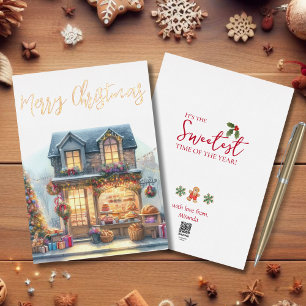 Carte De Vœux En Aluminium Boulangerie d'aquarelle de Noël