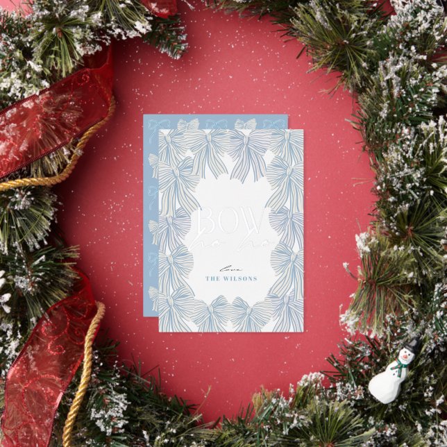 Carte De Vœux En Aluminium Bow Ho Blue Bows Noël (Insitu)