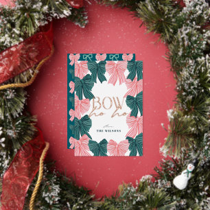 Carte De Vœux En Aluminium Bow Ho Ho Red & Green Bows Photo Noël