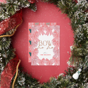 Carte De Vœux En Aluminium Bow Ho Ho Red & Pink Bows Photo Noël