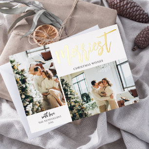 Carte De Vœux En Aluminium Bracelet Noël le plus joyeux Script photo blanc