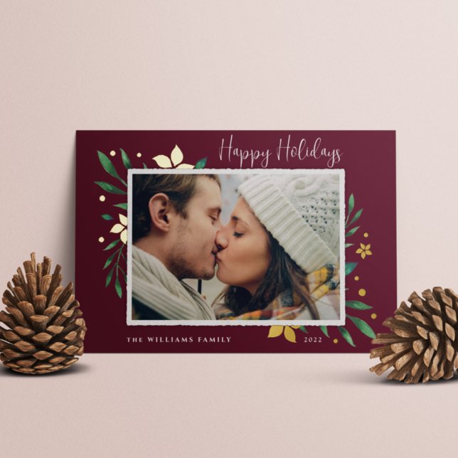 Carte De Vœux En Aluminium Bright Boughs | Happy Holidays Photo (Créateur téléchargé)