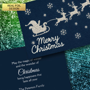 Carte De Vœux En Aluminium Broderie Nuit de Noël Sky Père Noël Sleigh