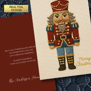 Carte De Vœux En Aluminium Broderie Stitchwork of Nutcracker Christmas