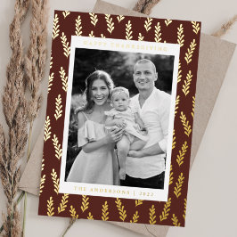 Carte De Vœux En Aluminium Brown et Golden Foliing Photo Thanksgiving