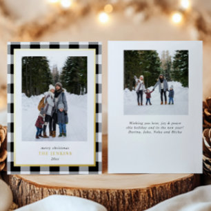 Carte De Vœux En Aluminium Buffle blanc moderne plaqué Noël Deux photos