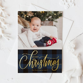 Carte De Vœux En Aluminium Buffle bleu rustique plaqué Joyeux Noël Photo