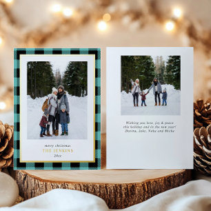 Carte De Vœux En Aluminium Buffle Turquoise moderne plaqué Noël Deux photos