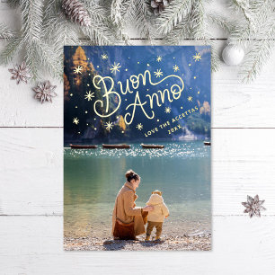 Carte De Vœux En Aluminium Buon Anno Italien Nouvel An Photo