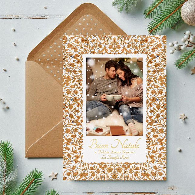 Carte De Vœux En Aluminium Buon Natale Photo Florale (Créateur téléchargé)