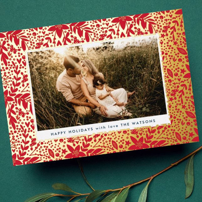Carte De Vœux En Aluminium Cadre botanique en or Happy Photo (Créateur téléchargé)