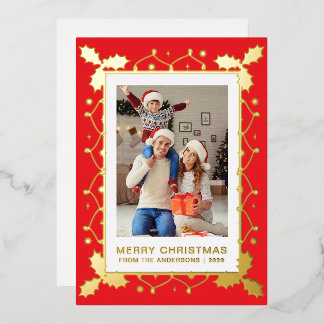 Carte De Vœux En Aluminium Cadre Élégant Luxueux Orné 1 Photo Noël