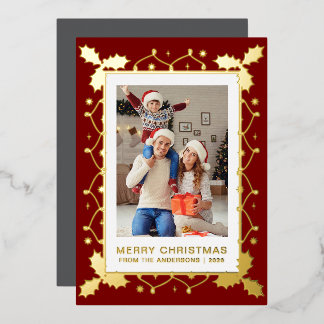 Carte De Vœux En Aluminium Cadre Élégant Luxueux Orné 1 Photo Noël