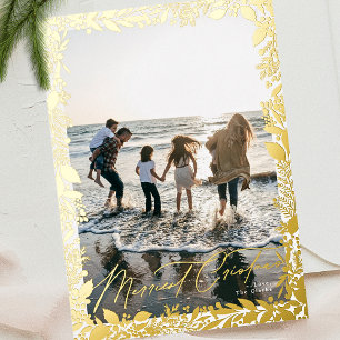 Carte De Vœux En Aluminium cadre en or traditionnel Joyeux Noël One Photos