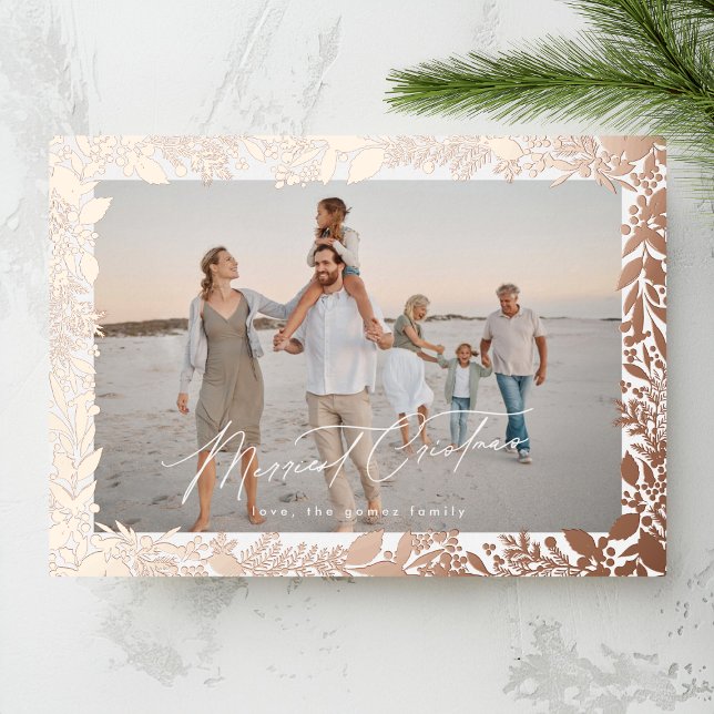 Carte De Vœux En Aluminium Cadre photo botanique de Noël rose (Créateur téléchargé)