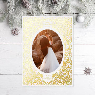 Carte De Vœux En Aluminium Cadre photo ovale délicat de poinsettia