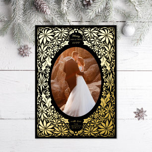 Carte De Vœux En Aluminium Cadre photo ovale délicat Poinsettia