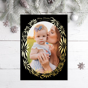 Carte De Vœux En Aluminium Cadre photo ovale rétro poinsettia