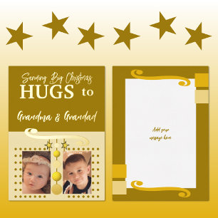 Carte De Vœux En Aluminium Câlins de Noël Grands-parents ajoutez des photos o