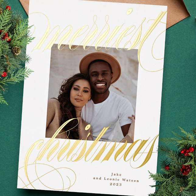 Carte De Vœux En Aluminium calligraphie de noël élégant (Créateur téléchargé)