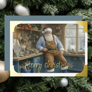 Carte De Vœux En Aluminium Capture d'écran de Père Noël au banc