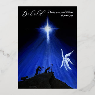 Carte De Vœux En Aluminium Carte de Noël Angel & Shepherds (Lettres en feuill