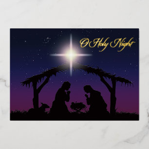 Carte De Vœux En Aluminium Carte de Noël de la Nativité en feuille d'or vérit