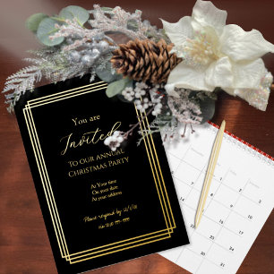 Carte De Vœux En Aluminium Carte d'invitation de Noël en feuille d'or sur fon