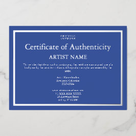 Carte De Vœux En Aluminium Certificat d'authenticité Foil Edition Holiday